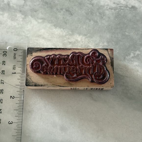 PSX-Merry Christmas Script Rubber Stamp Calligraphy 1999 RARE VINTAGE! - Picture 2 of 3